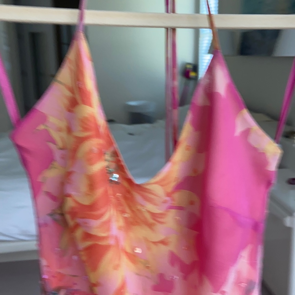 Long dress.Flower print some sparkle
